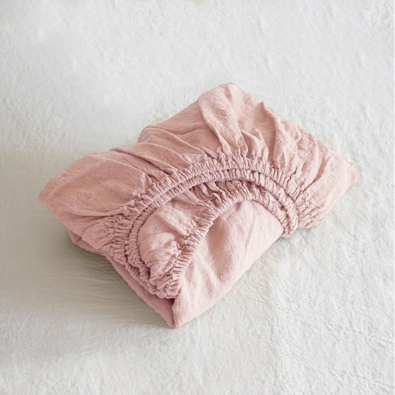 Sömn Luxury Linen Bedding | Fitted Sheet Linen Bedding Sömn Home Queen Blossom Pink #color_blossom-pink