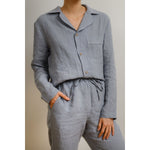 Sömn Premium Linen Long-Sleeve Shirt | Sömn Home #color_lake_blue