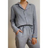 Sömn Premium Linen Long-Sleeve Shirt | Sömn Home #color_lake_blue