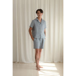 Sömn Premium Linen Short-Sleeve Shirt | Sömn Home #color_lake_blue