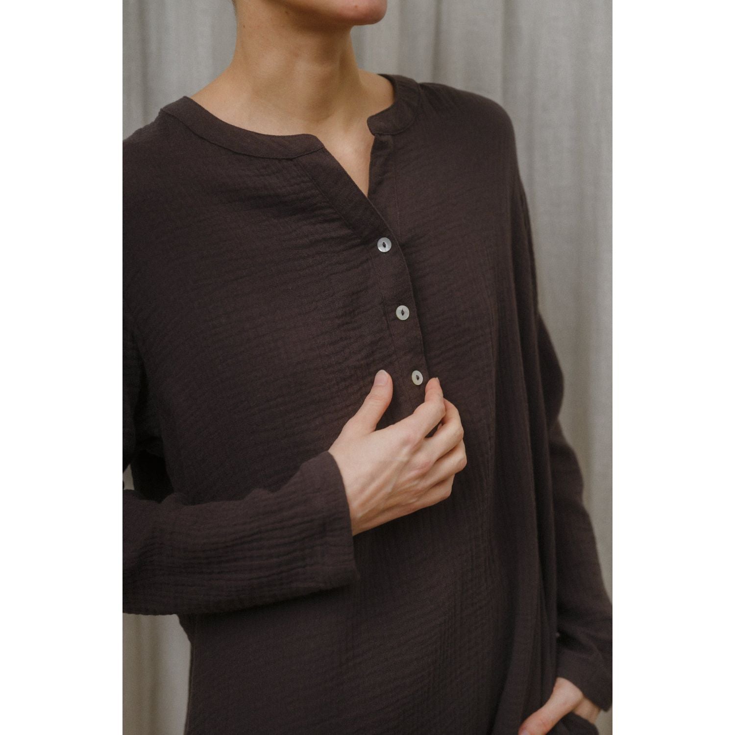 Sömn Premium Organic Gauze Cotton Long Nightshirt | Loungewear Sömn Home #color_prune