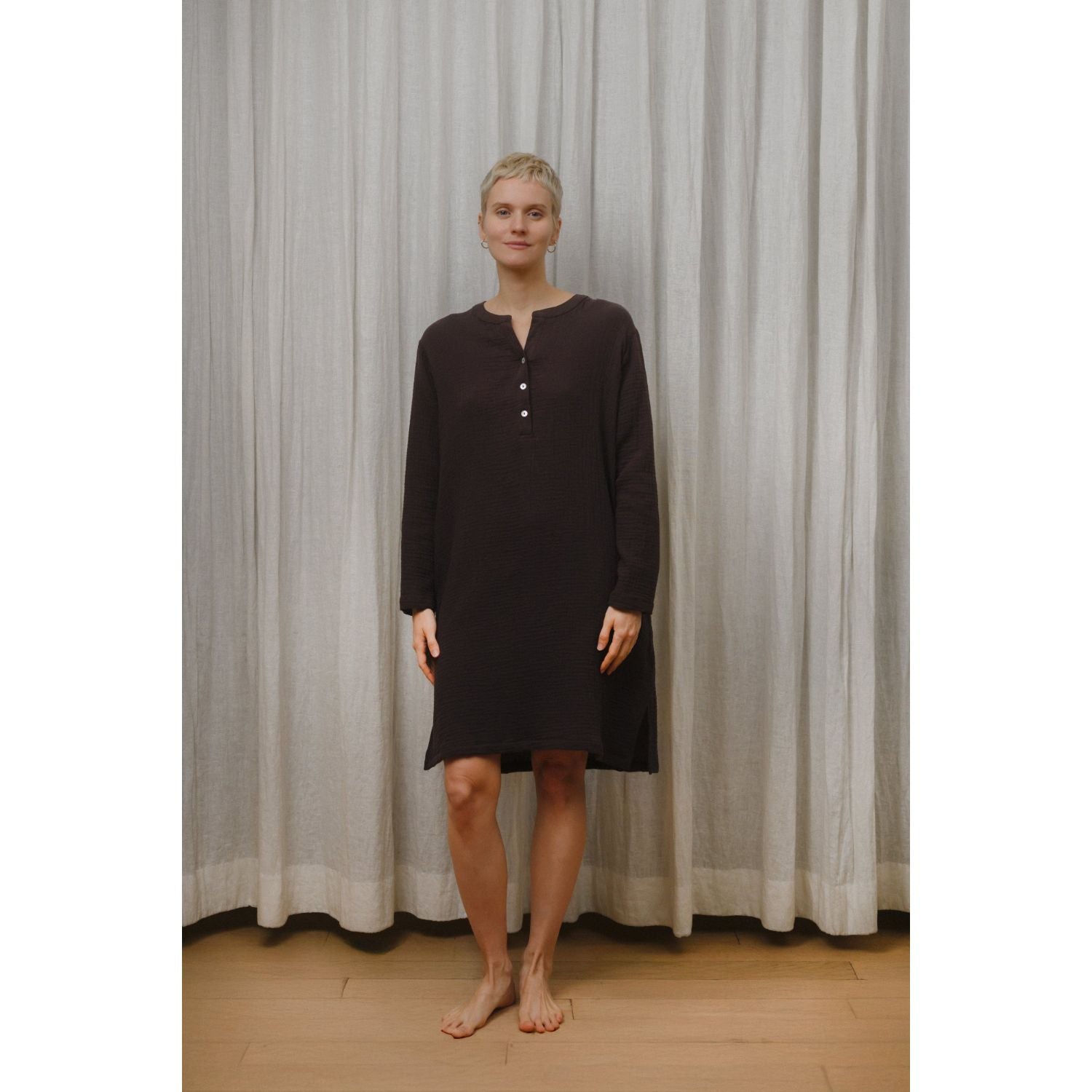 Sömn Premium Organic Gauze Cotton Long Nightshirt | Loungewear Sömn Home #color_prune